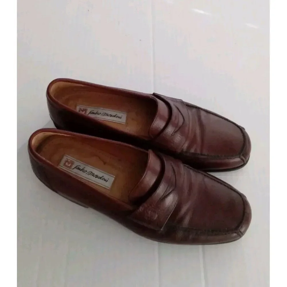 Classic Brown Leather Penny Loafers Dress‎ Shoes Casual Slip-On Comfort